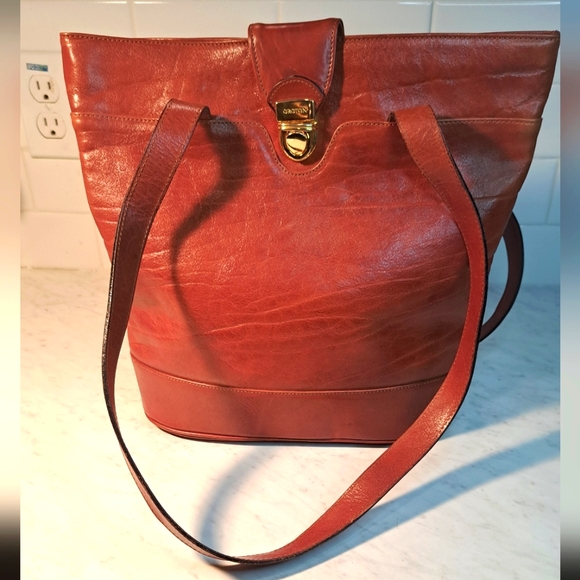 Oroton Bags Vintage Oroton Australia Brown Cognac Leather Bucket